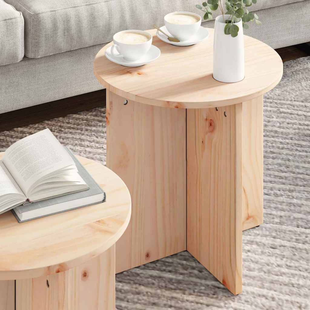 Coffee Table 2 pcs Natural 41.5 x 41.5 x 41 cm Solid pine wood