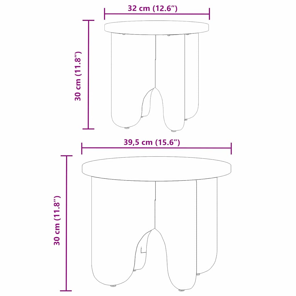 Coffee Table 2 pcs Wax Brown 39.5 x 39.5 x 30 cm