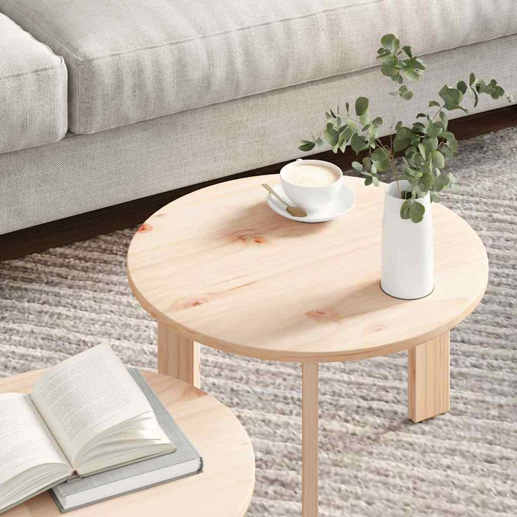 Coffee Table 2 pcs Natural 47.5 x 47.5 x 27 cm Solid Pine wood