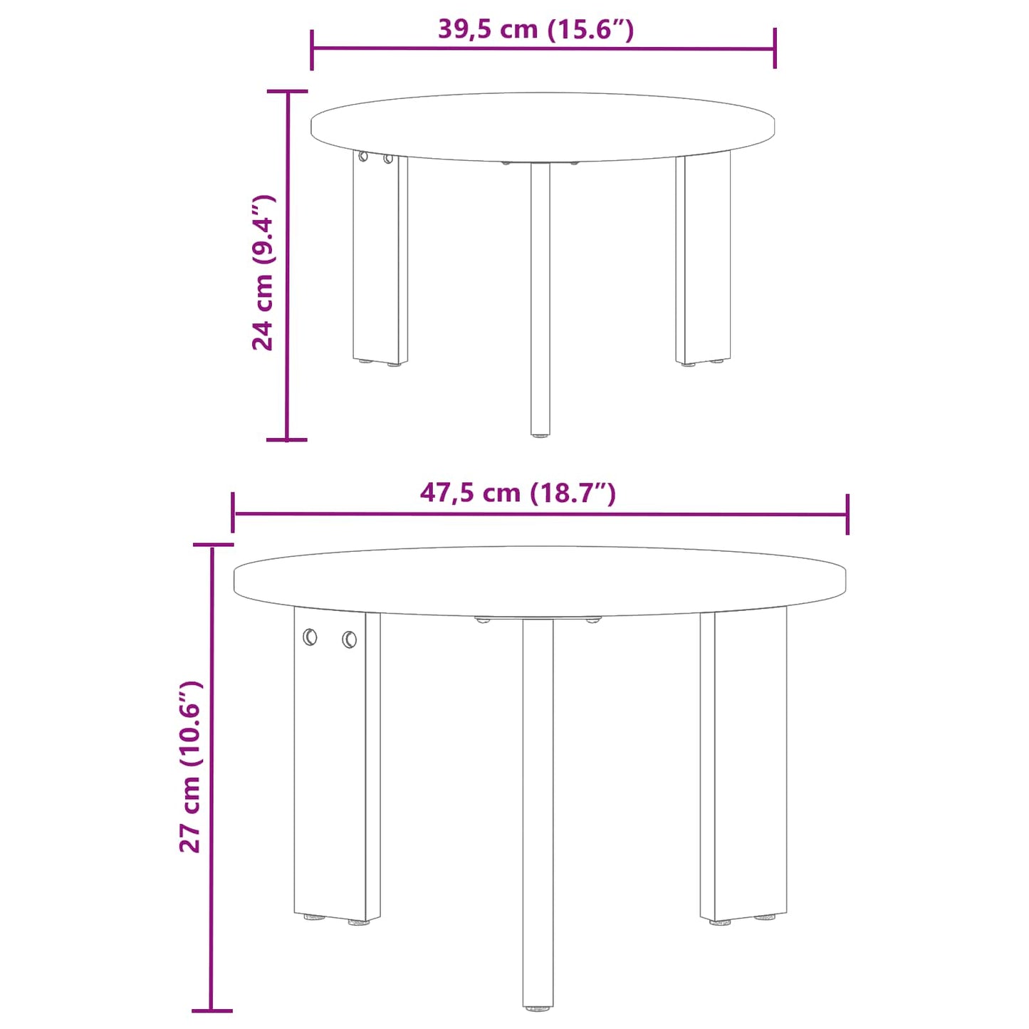 Coffee Table 2 pcs Natural 47.5 x 47.5 x 27 cm Solid Pine wood