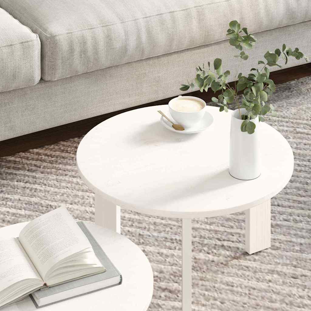 Coffee Table 2 pcs White 47.5 x 47.5 x 27 cm Solid Pine wood
