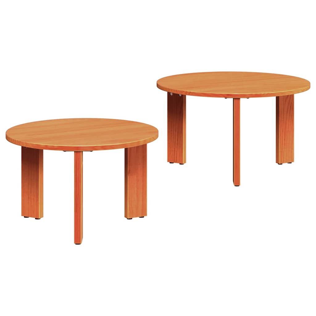 Coffee Table 2 pcs Wax brown 47.5 x 47.5 x 27 cm