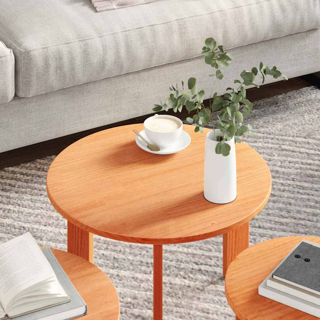 Coffee Table 3 pcs Wax brown 47.5 x 47.5 x 27 cm