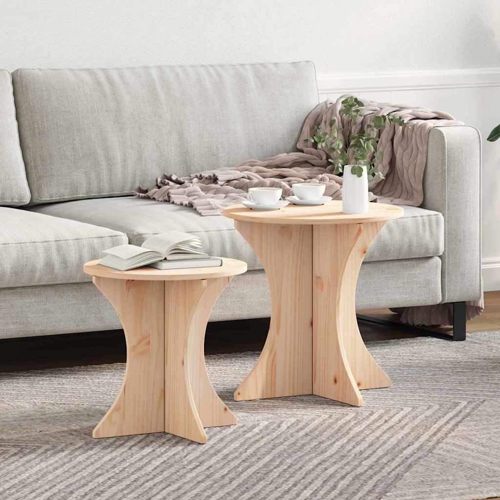 Coffee Table 2 pcs Natural 46 x 46 x 47 cm Solid pine wood