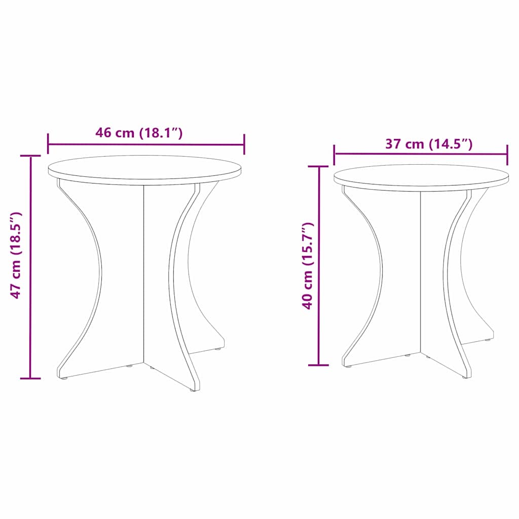 Coffee Table 2 pcs White 46 x 46 x 47 cm Solid pine wood