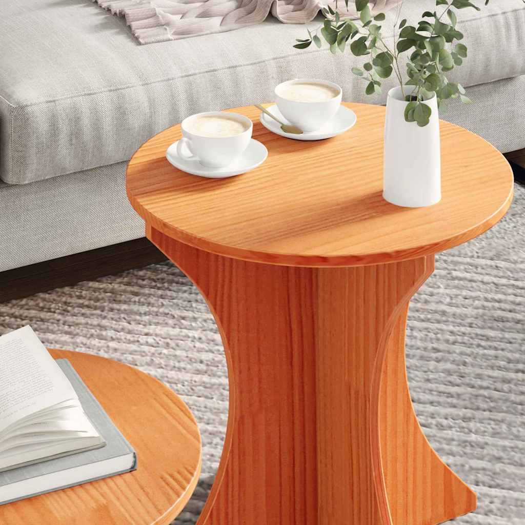 Coffee Table 2 pcs Wax brown 46 x 46 x 47 cm Solid pine wood