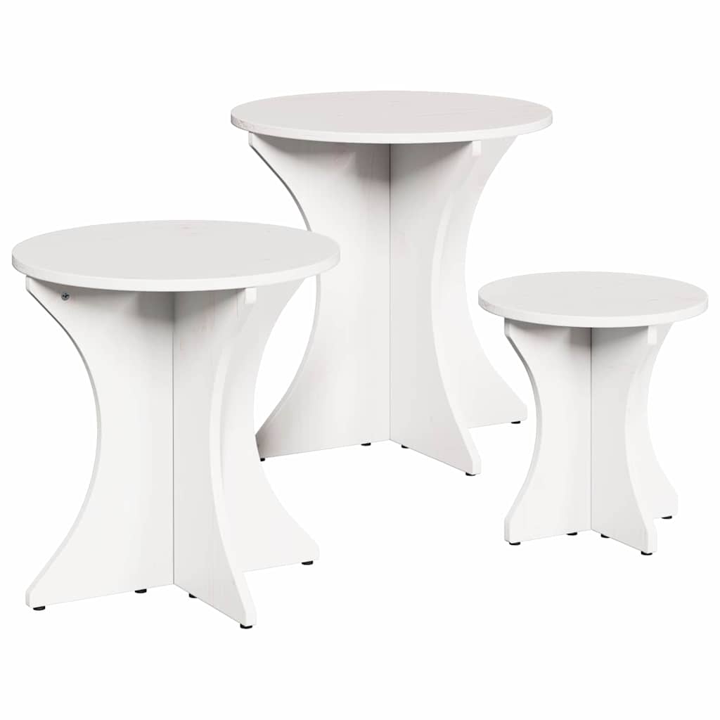 Coffee Table 3 pcs White 46 x 46 x 47 cm Solid pine wood
