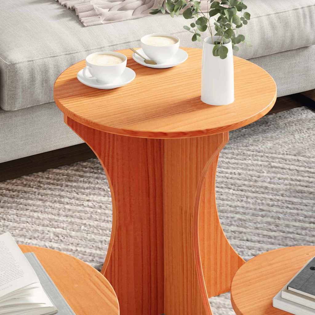 Coffee Table 3 pcs Wax brown 46 x 46 x 47 cm Solid pine wood