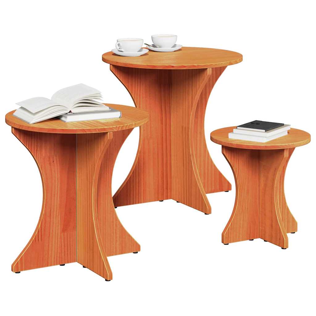 Coffee Table 3 pcs Wax brown 46 x 46 x 47 cm Solid pine wood