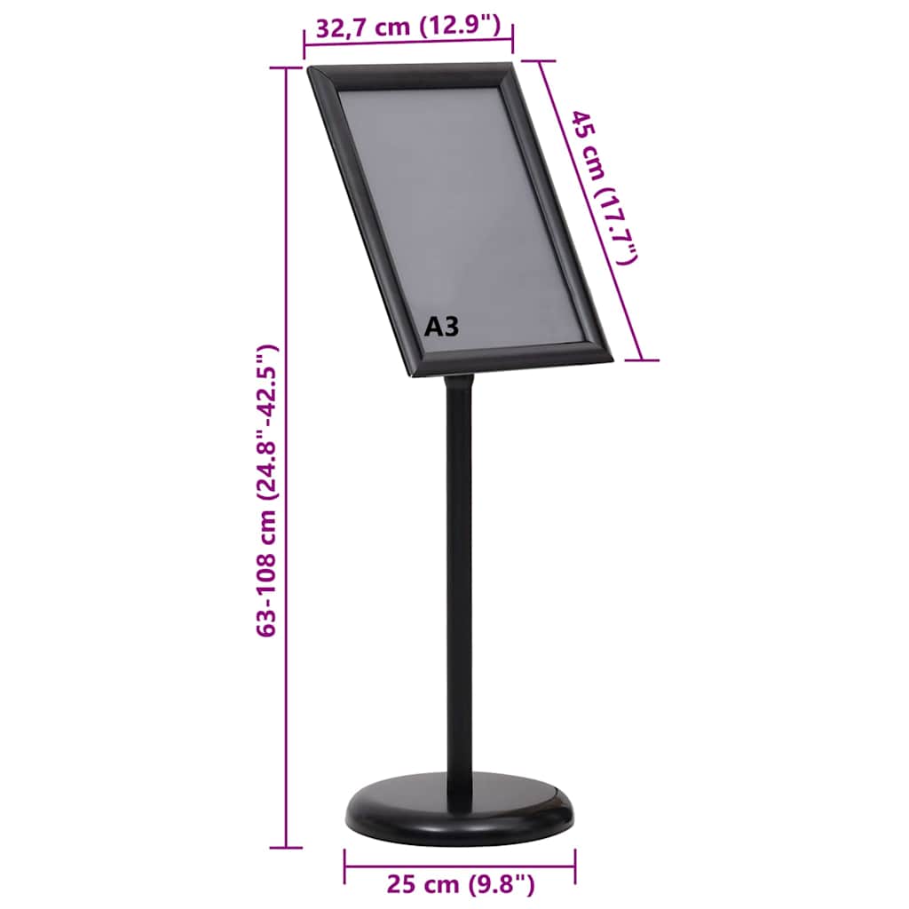 Poster Stands 2 pcs 45 x 32.7 x 108 cm Aluminium Black