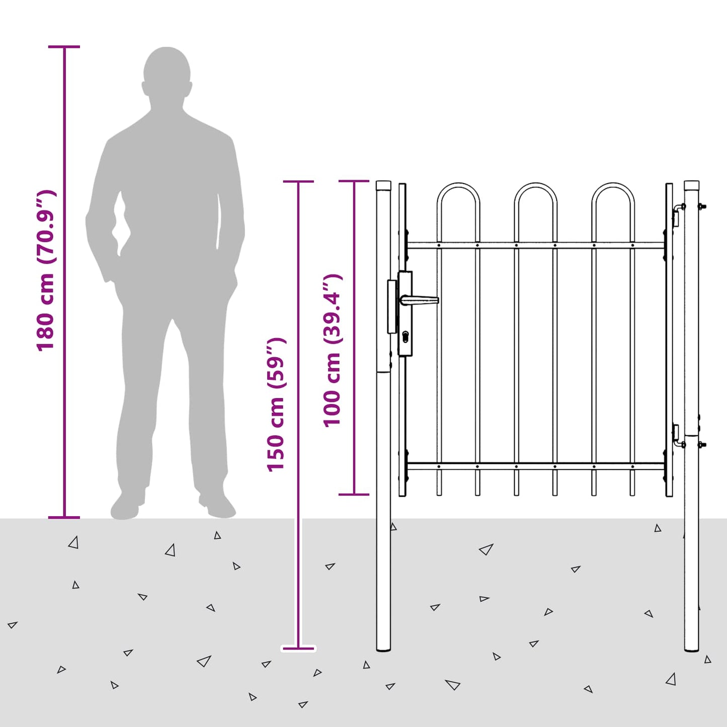 Fence Gate BOXTEL 103 x 150 cm Powder-Coated Steel Lockable