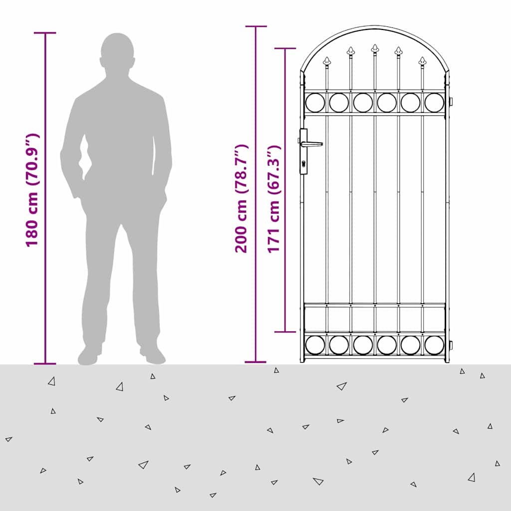 Fence Post ASSEN 200 x 88 x 14 cm Steel Grey Lockable
