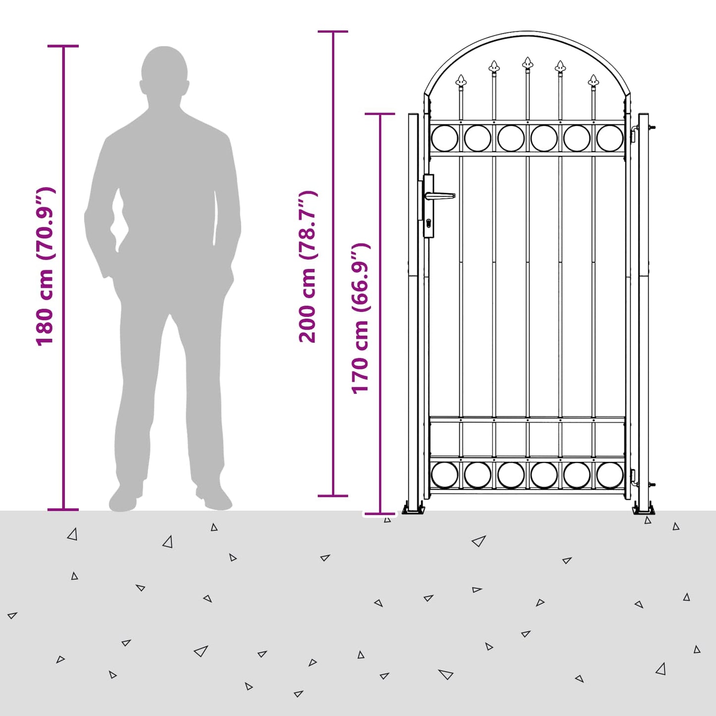 Fence Post ASSEN 200 x 88 x 14 cm Steel Grey Lockable