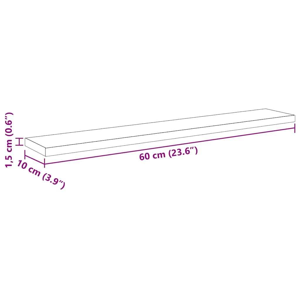 Bookshelf Board 3-Tier 4 pcs 60 x 10 x 1.5 cm Engineered Wood