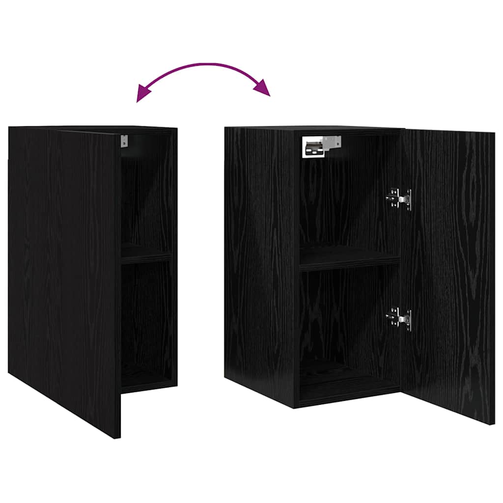 Wall TV Cabinet 2 pcs Black Oak Engineered Wood