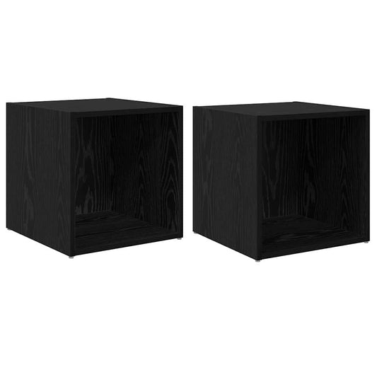 TV Cabinet Set 2 pcs Black Engineered Wood