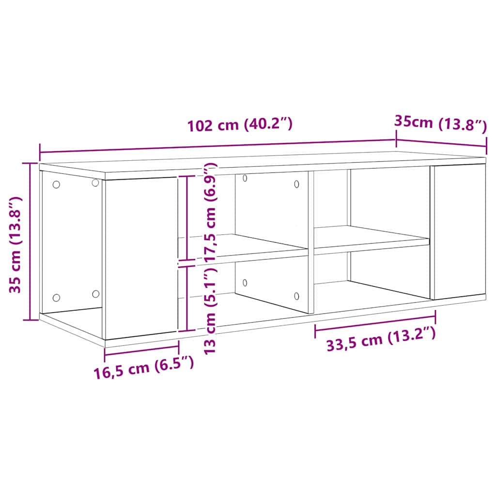TV Cabinet Set 102 x 35 x 35 cm Old Wood Engineered Wood