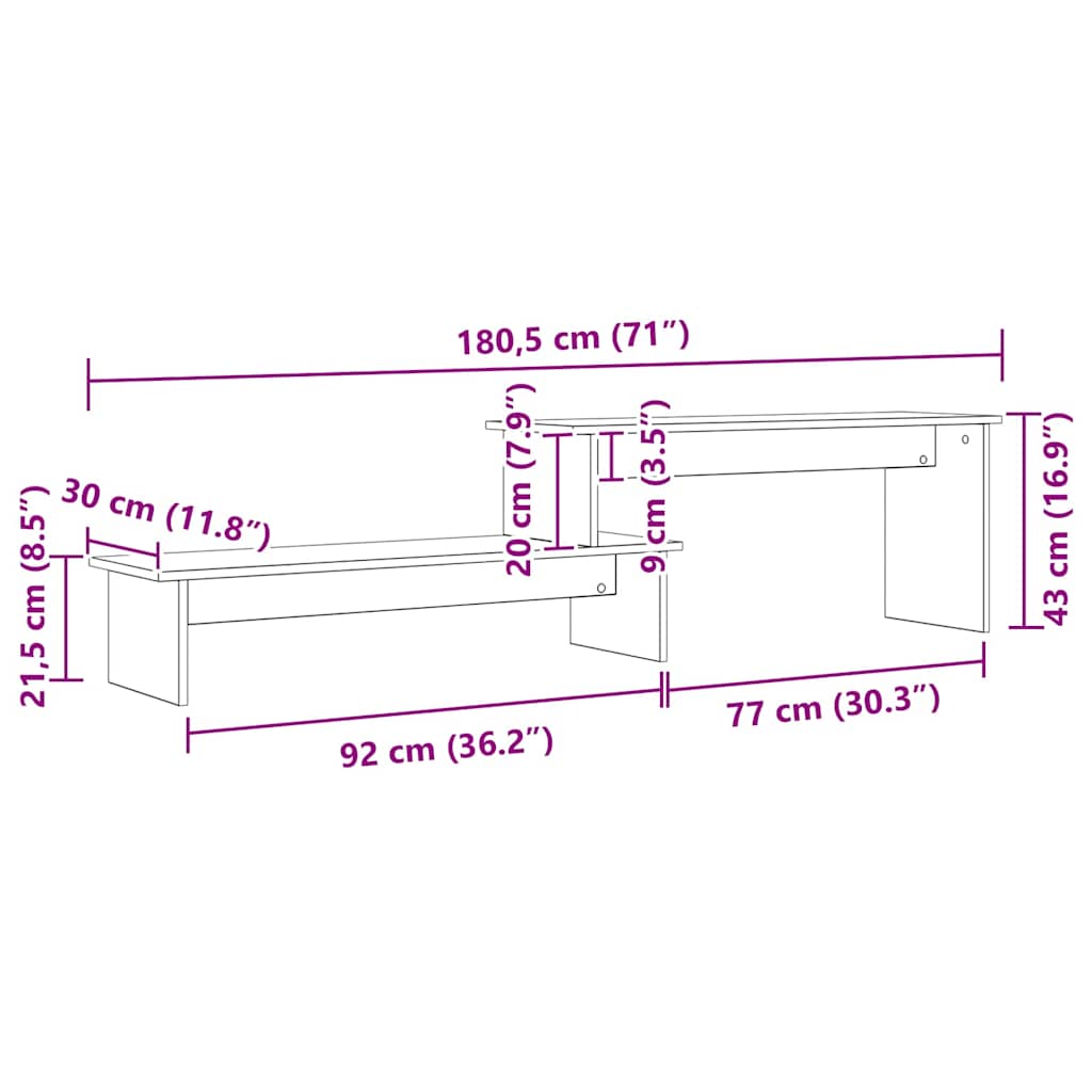 TV Cabinet Set 180.5 x 30 x 43 cm Old Wood Engineered Wood
