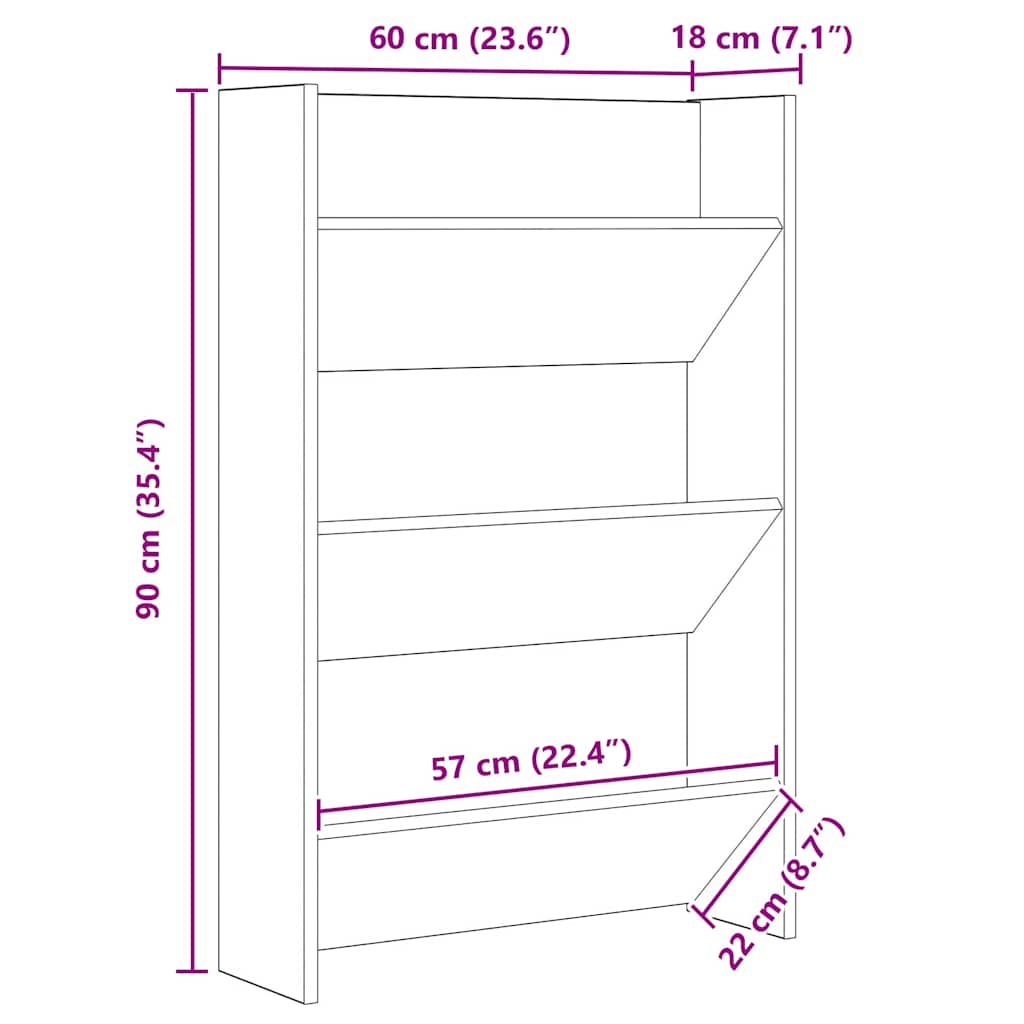 Shoe Cabinet 2 pcs 60 x 18 x 90 cm Engineered Wood Artisan Oak