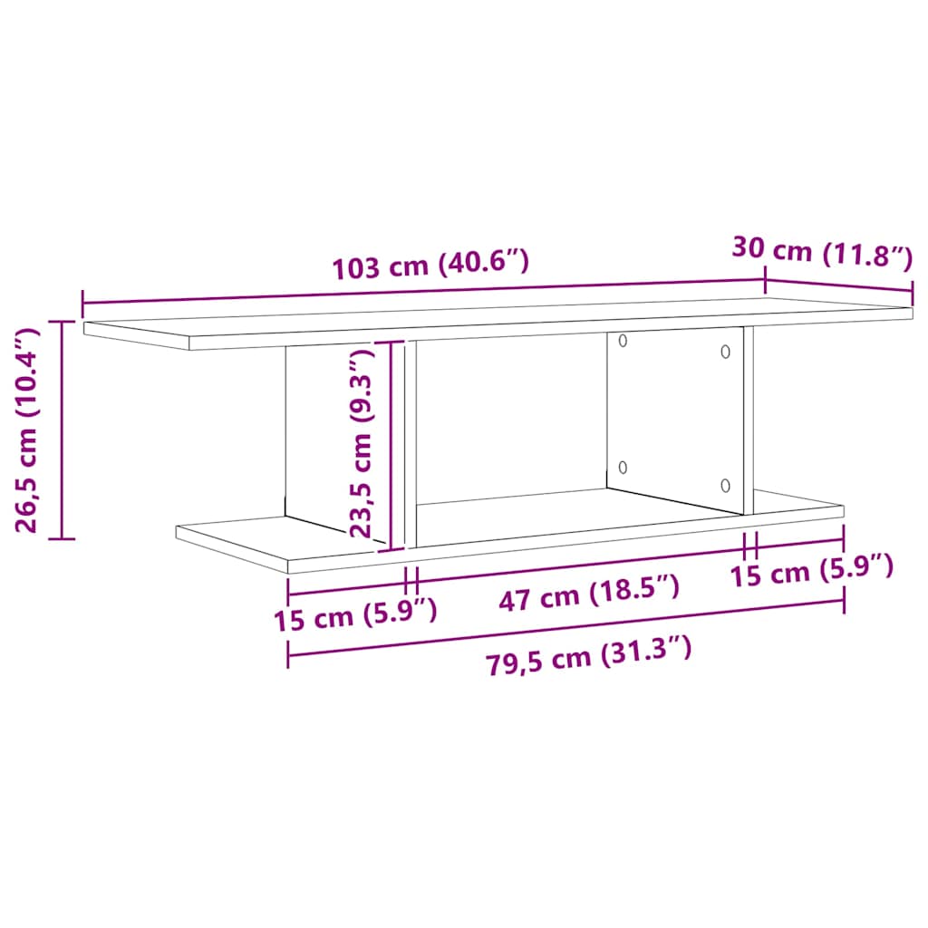 TV Cabinet Set 103 x 30 x 26.5 cm Brown Engineered Wood