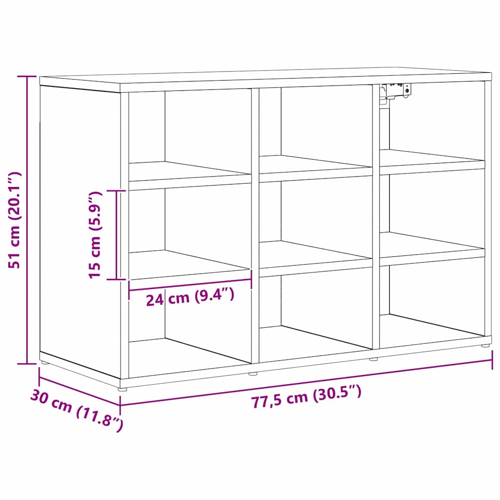 Shoe Cabinet Artisan oak 77.5 x 30 x 51 cm Engineered wood