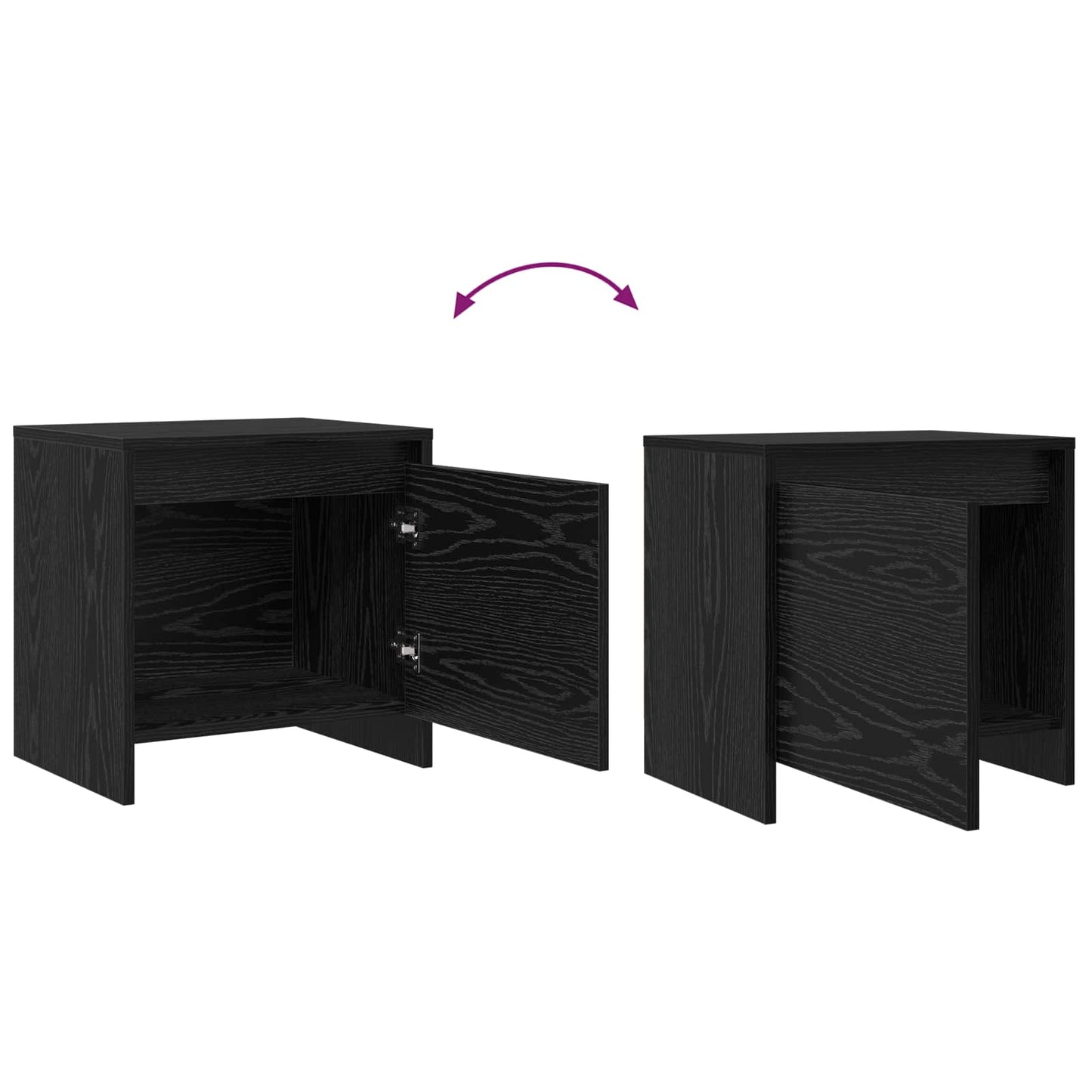 Bedside Cabinet Black Oak 45 x 34 x 44.5 cm Engineered Wood