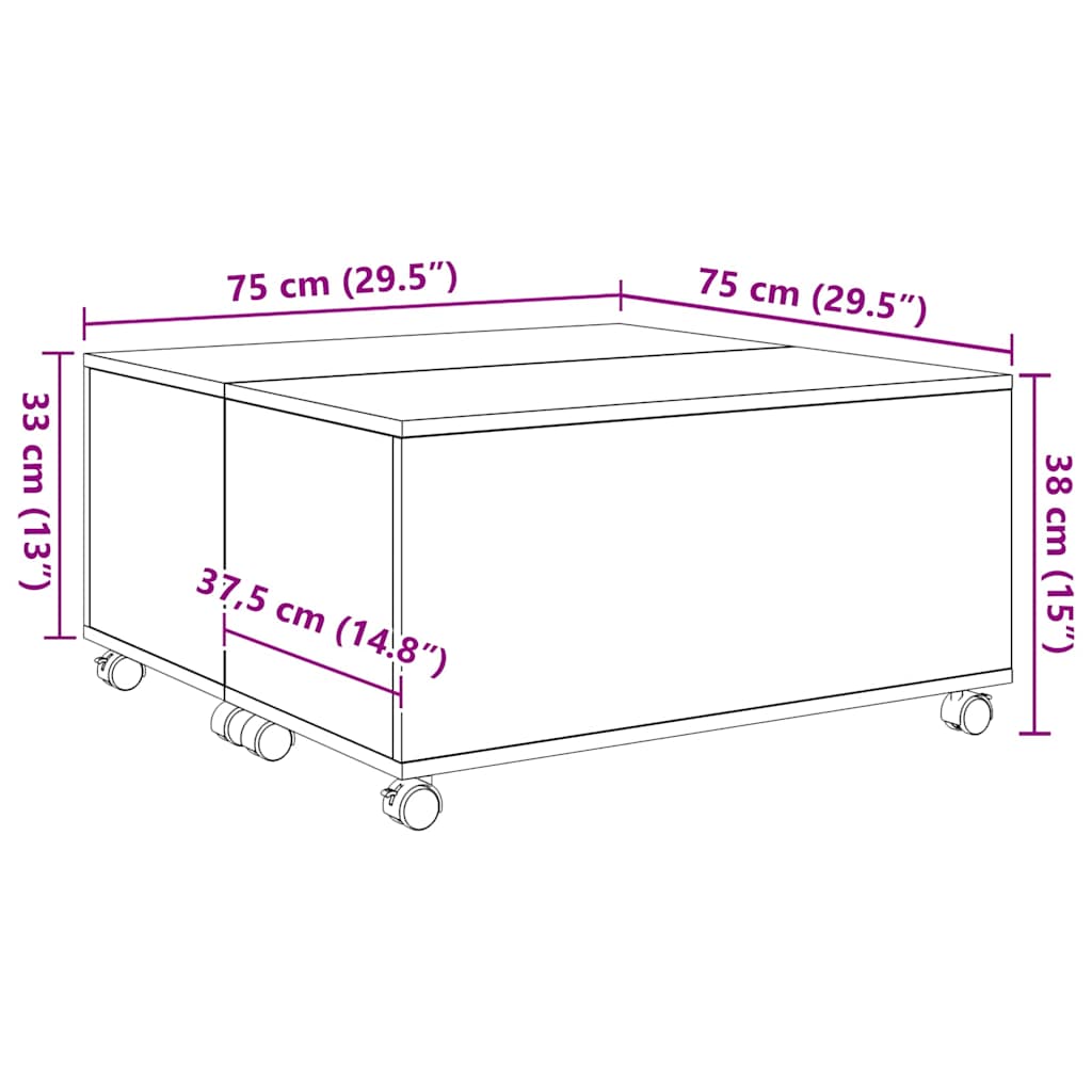 Coffee Table Artisan Oak 75 x 75 x 38 cm Engineered Wood