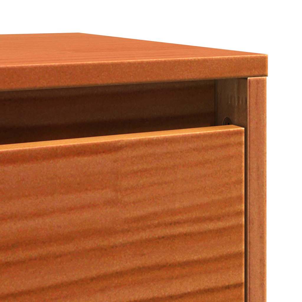 Wall Cabinet with Shelf Wall-mounted Wax Brown Solid Pine Wood