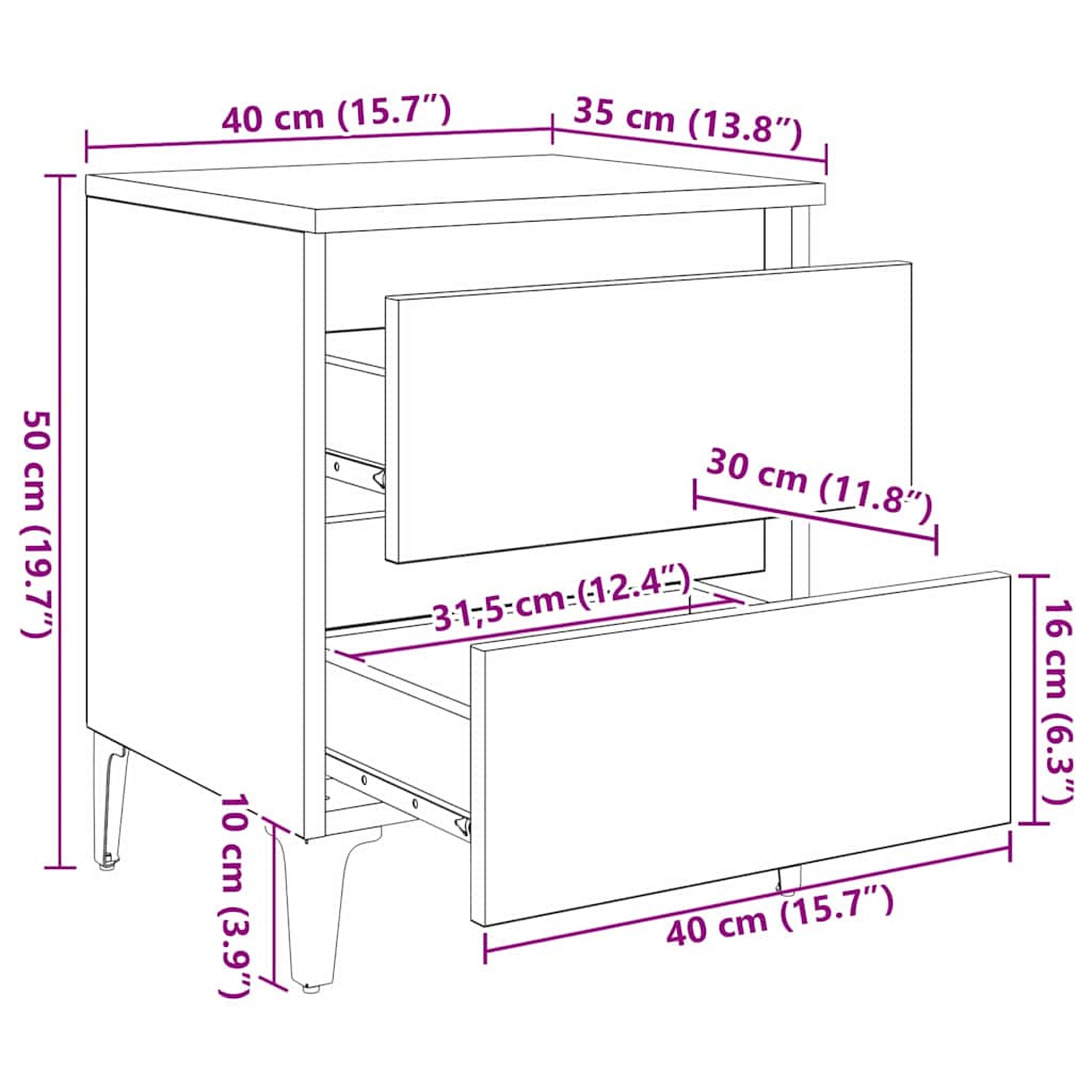Bedside Cabinet Artisan Oak 40 x 35 x 50 cm Engineered Wood