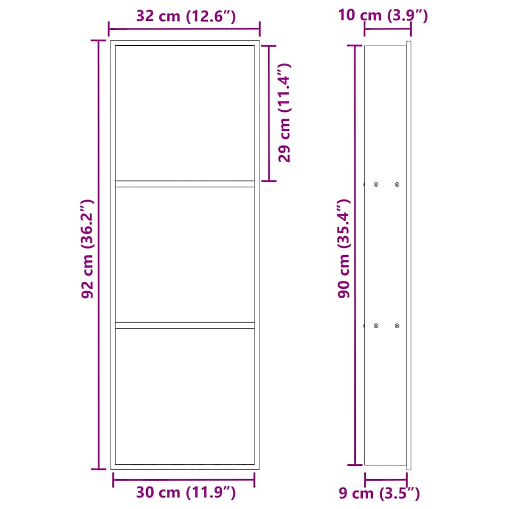 Shower Niche Silver 90 x 30 x 9.5 cm Stainless Steel