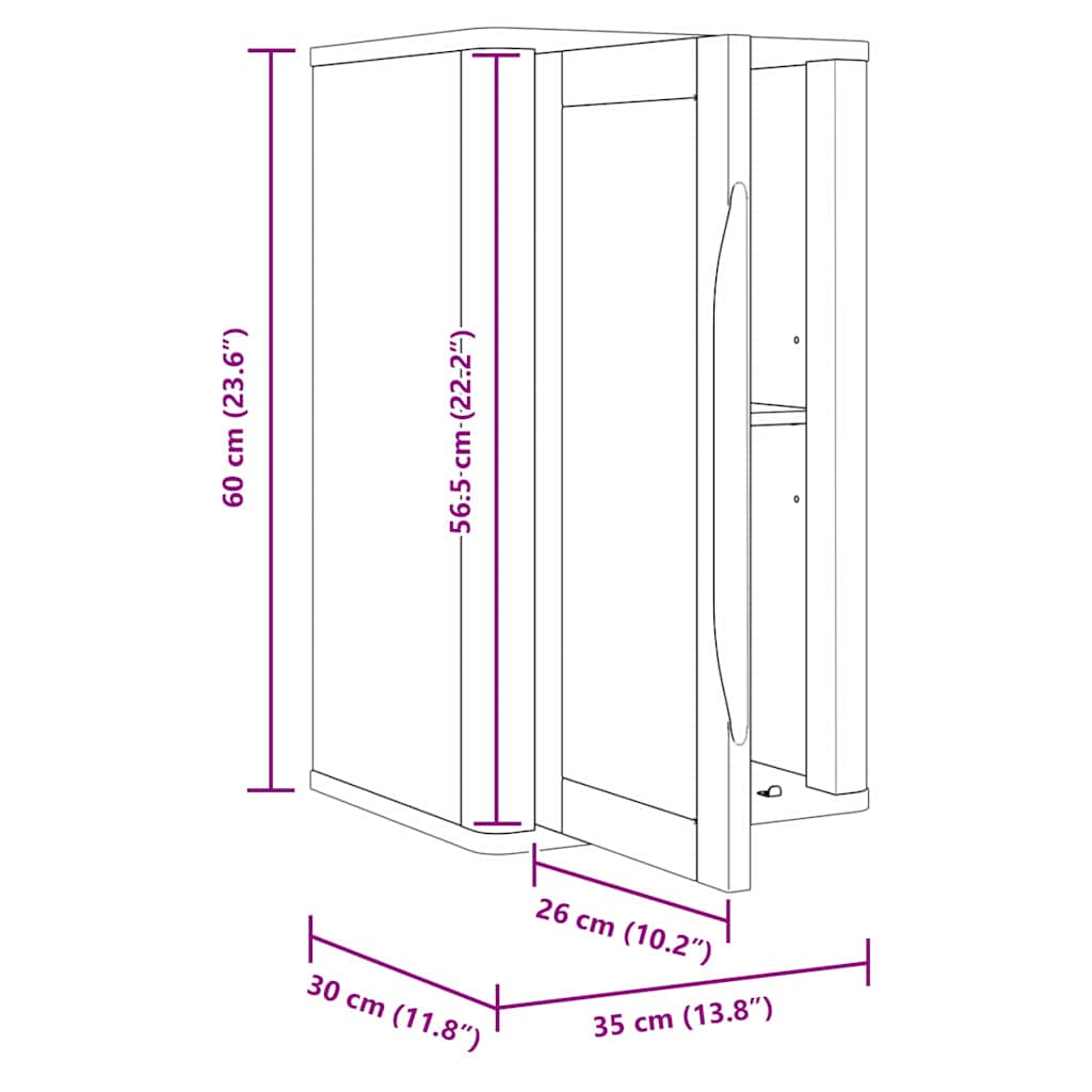 Bathroom Wall Cabinet with Shelf FLORO White 35 x 30 x 60 cm