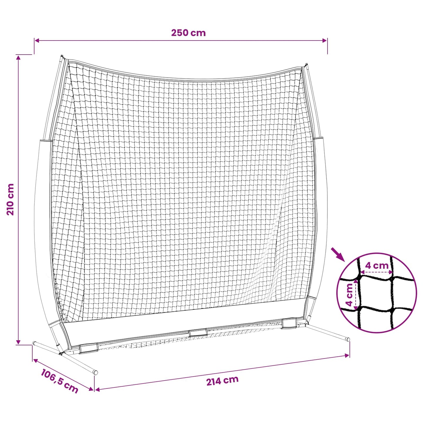 Baseball Practice Net Black 250 x 106.5 x 210 cm Polyester
