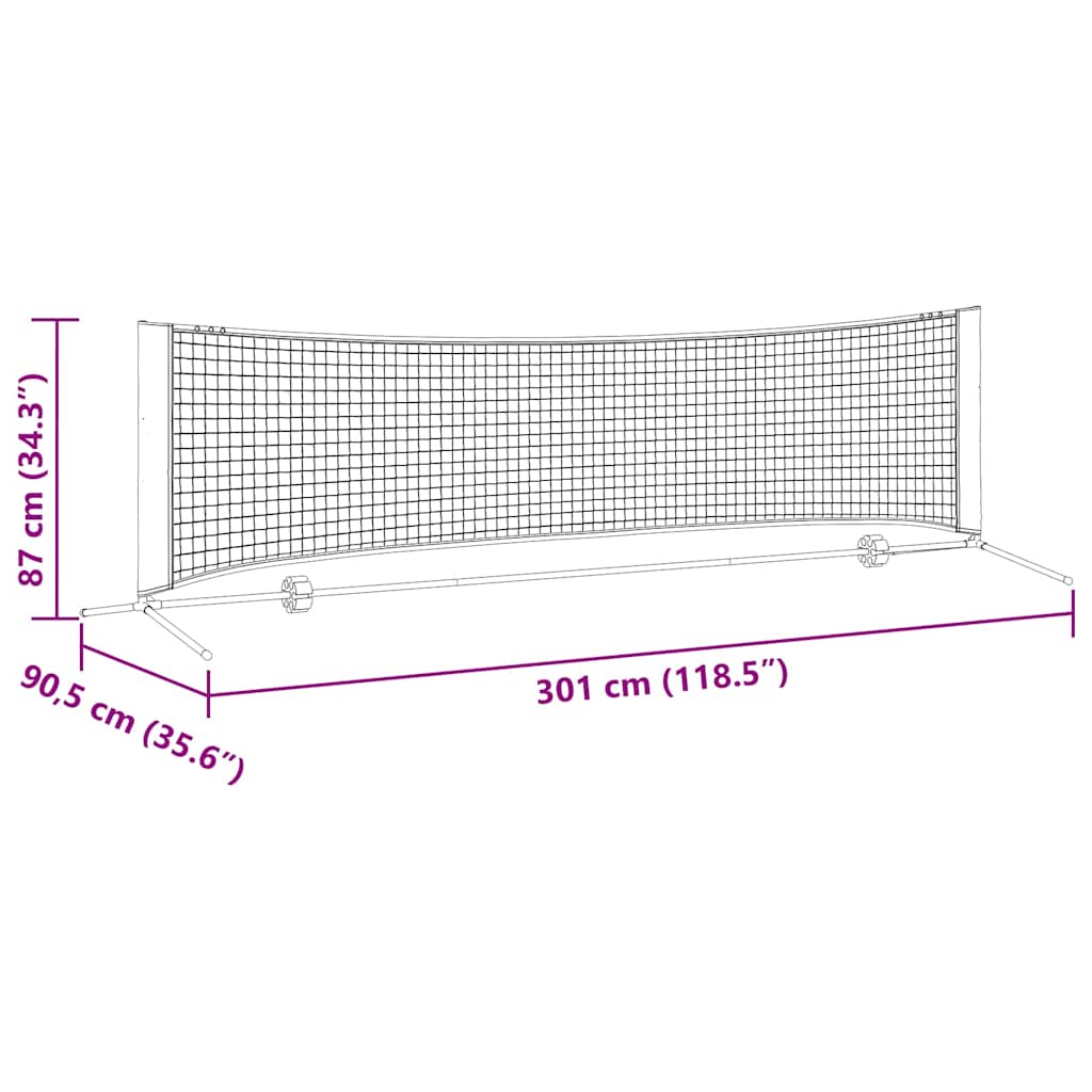 Tennis Net Folding Black and Red 301 x 90.5 x 87 cm Polyester
