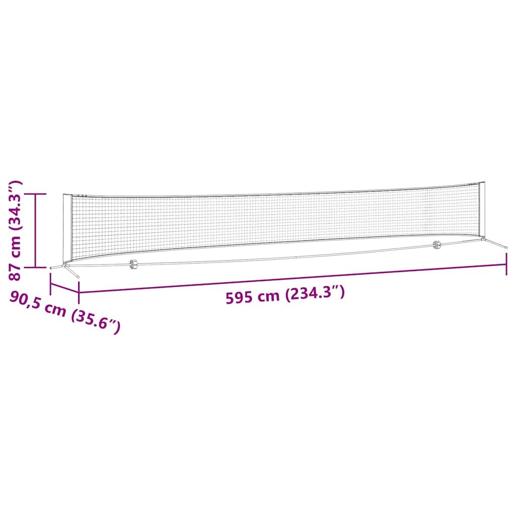 Tennis Net Folding Black and Red 595 x 90.5 x 87 cm Polyester