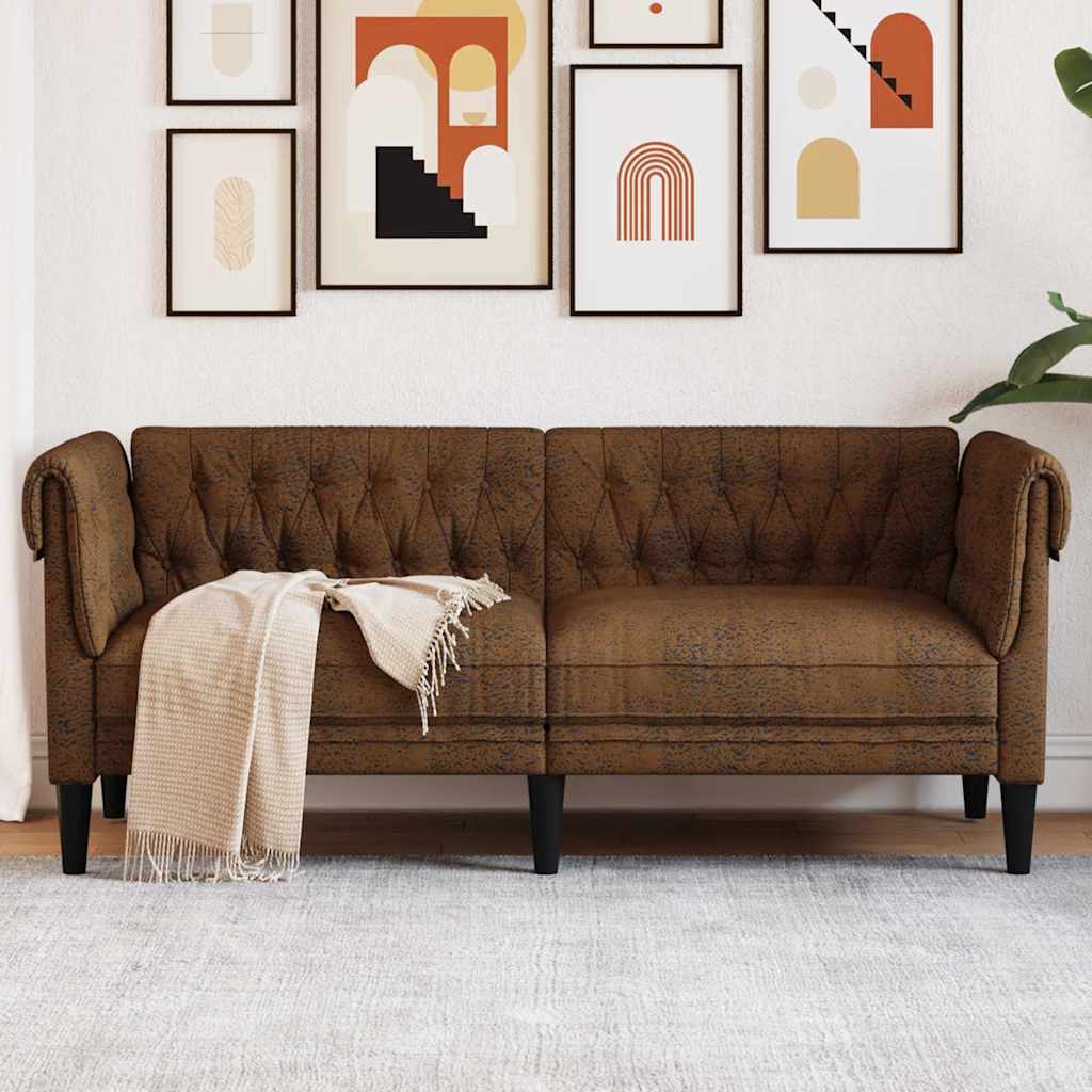 Chesterfield Sofa with Cushion Brown 182.5 x 74.5 x 74.5 cm