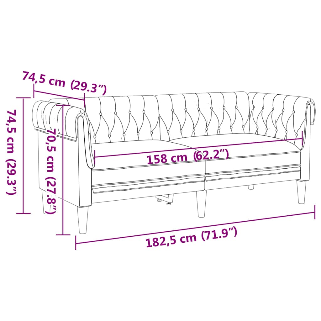 Chesterfield Sofa with Cushion Brown 182.5 x 74.5 x 74.5 cm
