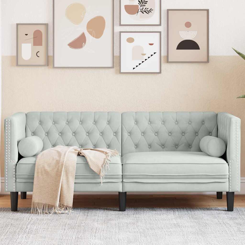 Chesterfield Sofa Other Light grey 174 x 74.5 x 70.5 cm Velvet