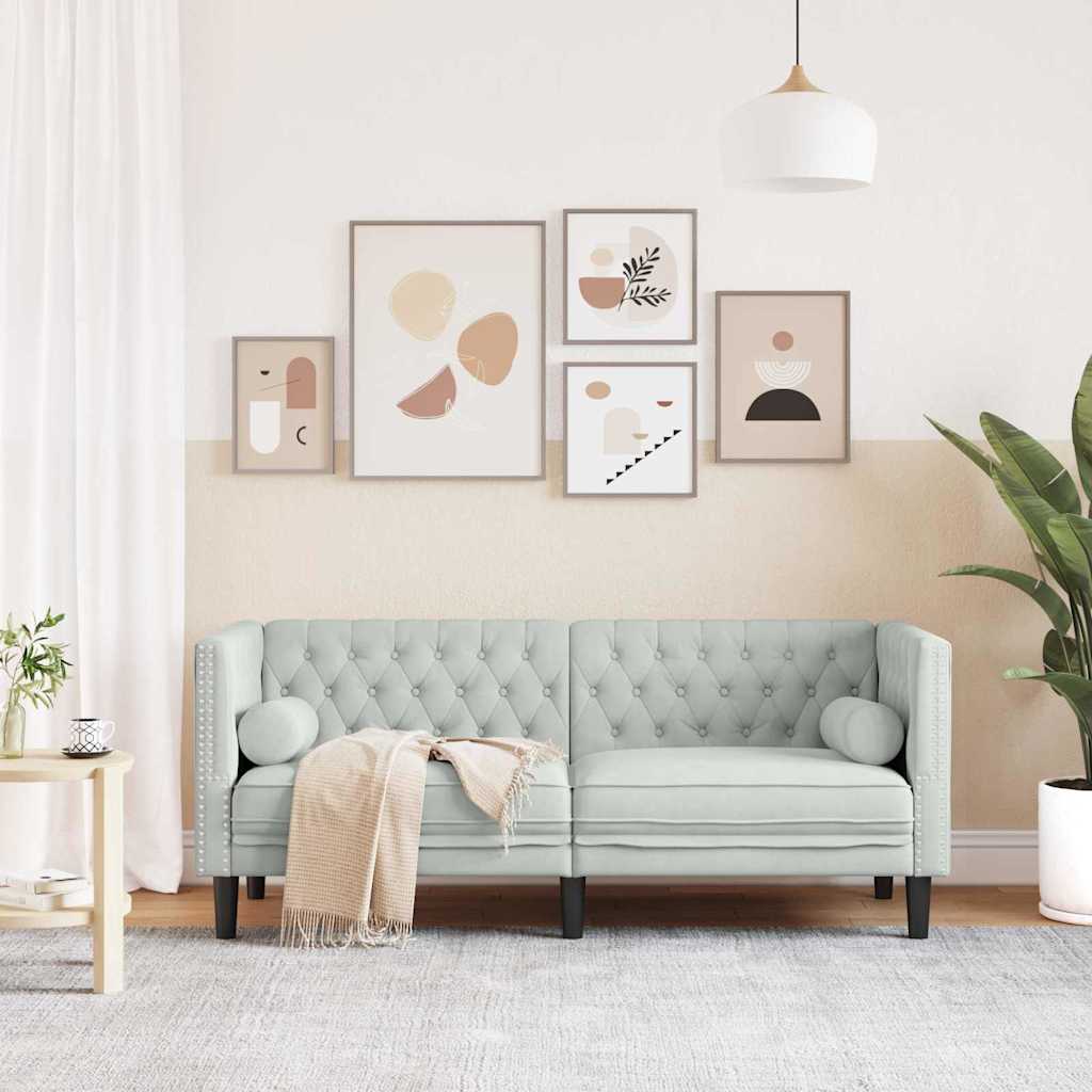 Chesterfield Sofa Other Light grey 174 x 74.5 x 70.5 cm Velvet