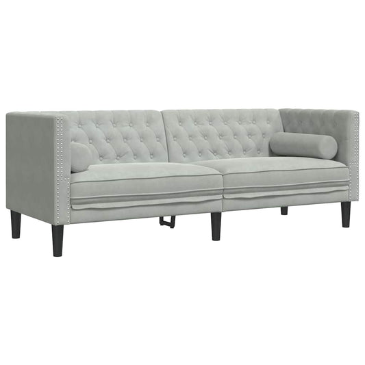 Sofa Light Grey 194 x 74.5 x 70.5 cm Velvet