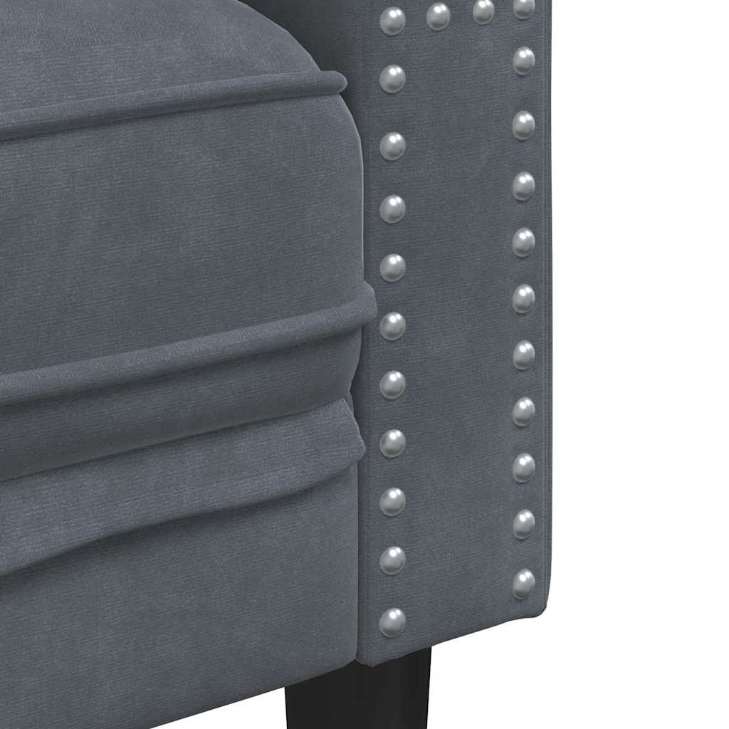 Chesterfield Sofa Other Dark grey 194 x 74.5 x 70.5 cm Velvet
