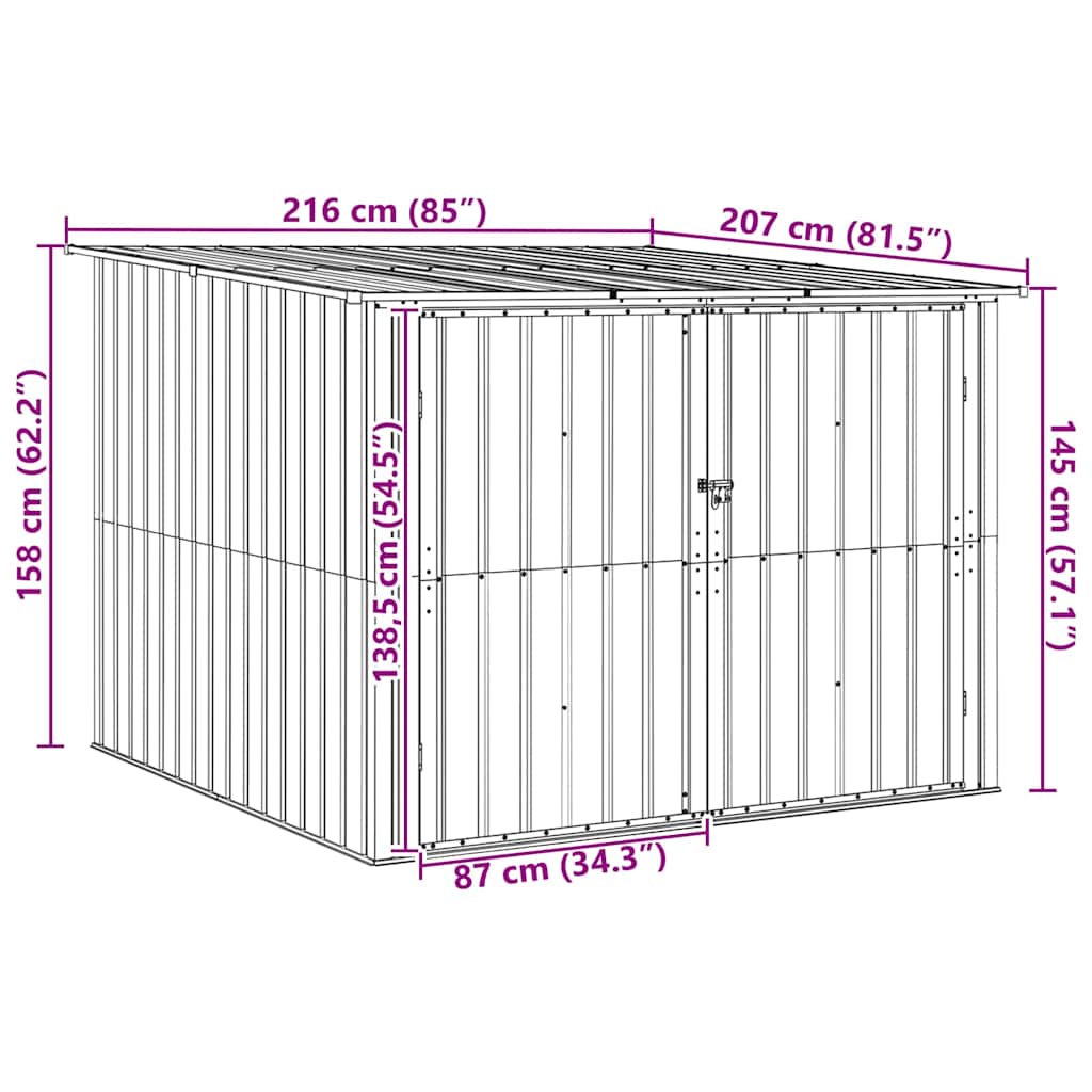 Bike Shed 3 pcs Anthracite 216 x 207 x 158 cm Metal