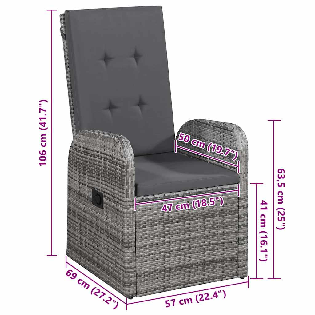 Garden Dining Set 5 pcs Grey Poly Rattan