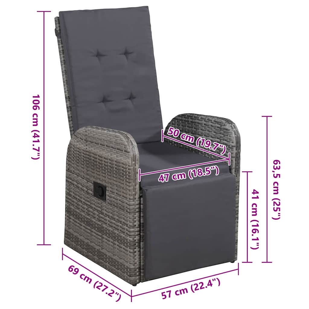 Garden Dining Set 5 pcs Grey Poly Rattan