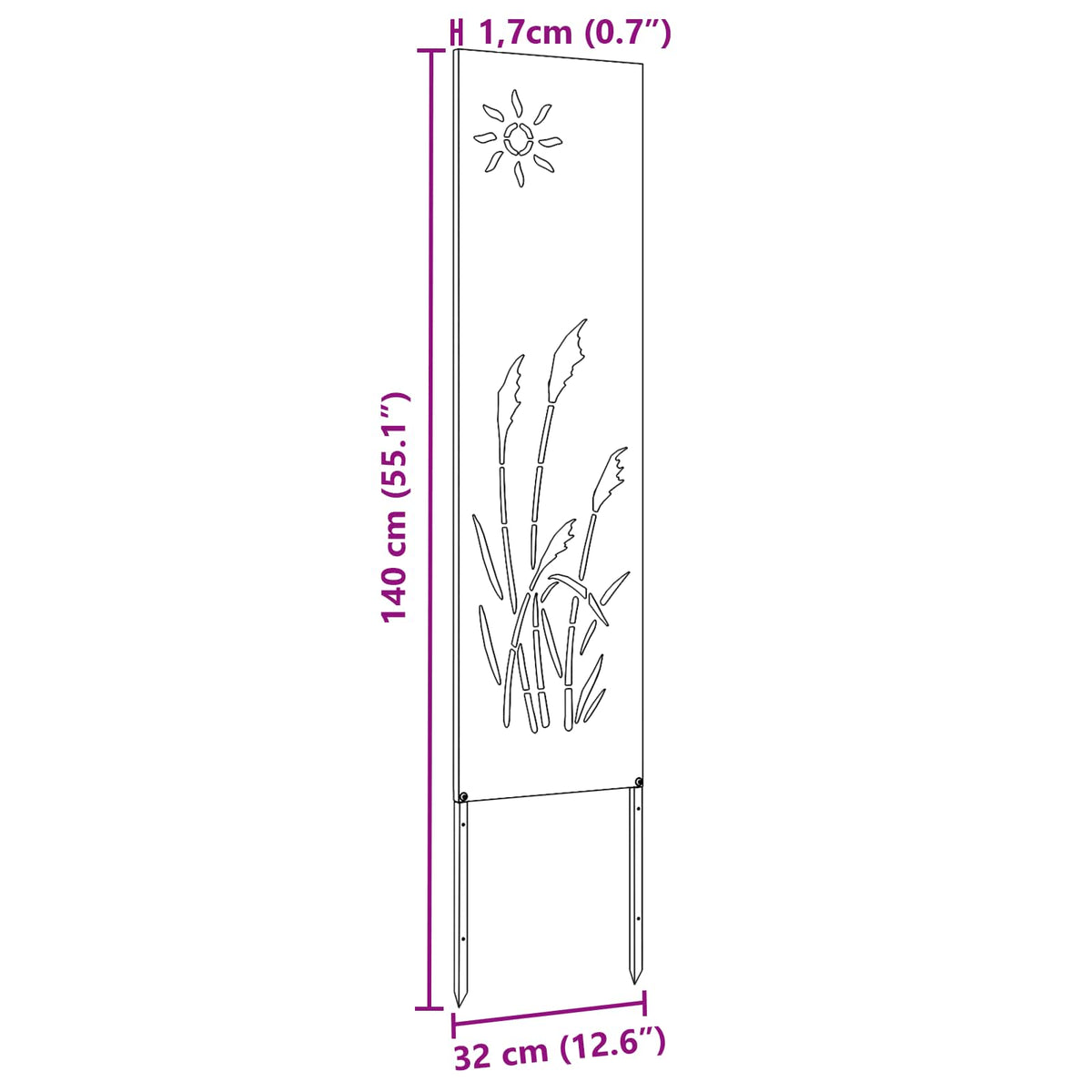 Garden Privacy Screen White 32 x 140 cm Cold-rolled steel