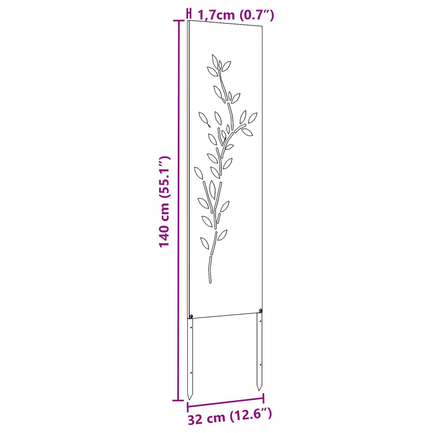 Garden Privacy Screen Anthracite 32 x 140 cm Cold-rolled steel