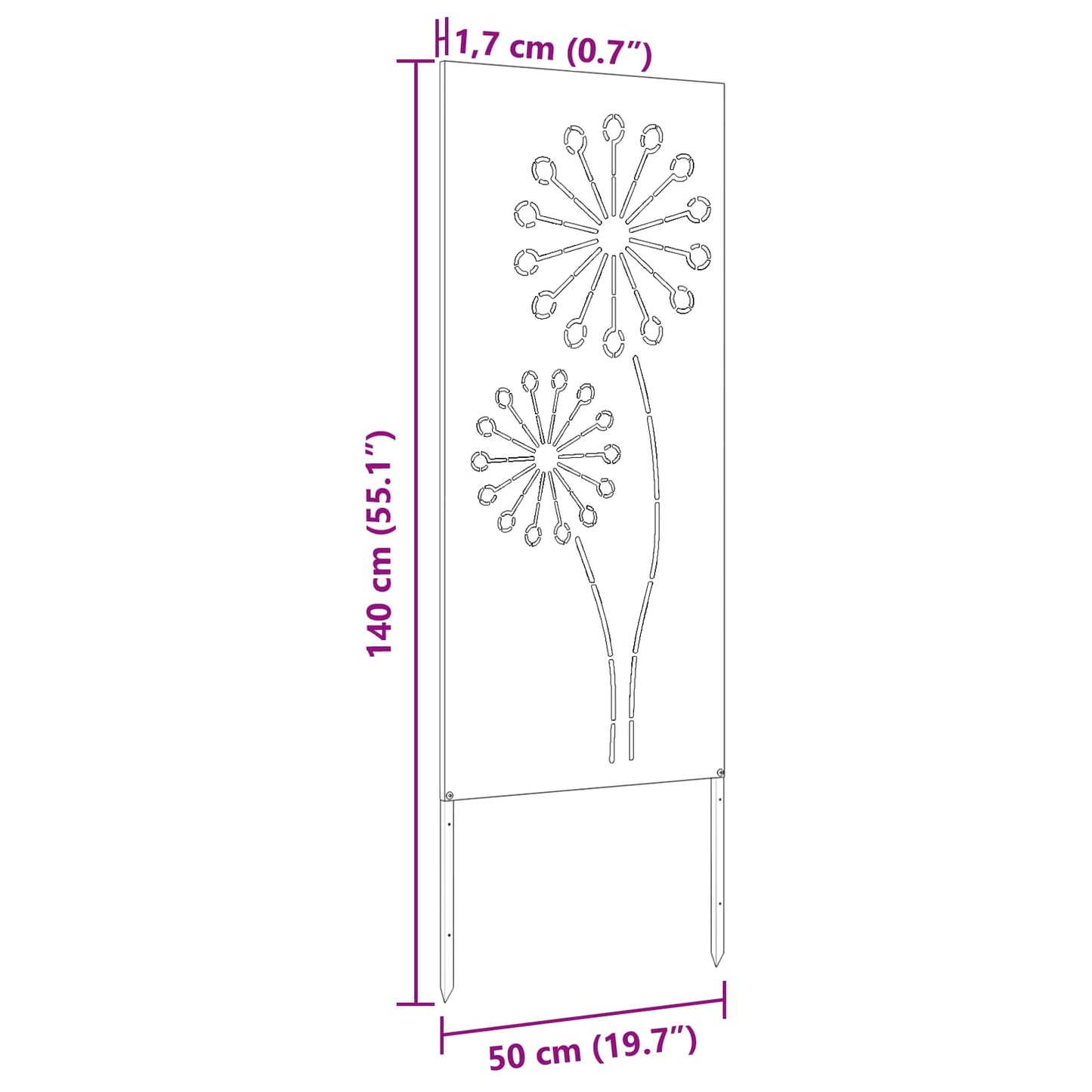 Garden Privacy Screen Black 50 x 140 cm Cold-rolled steel
