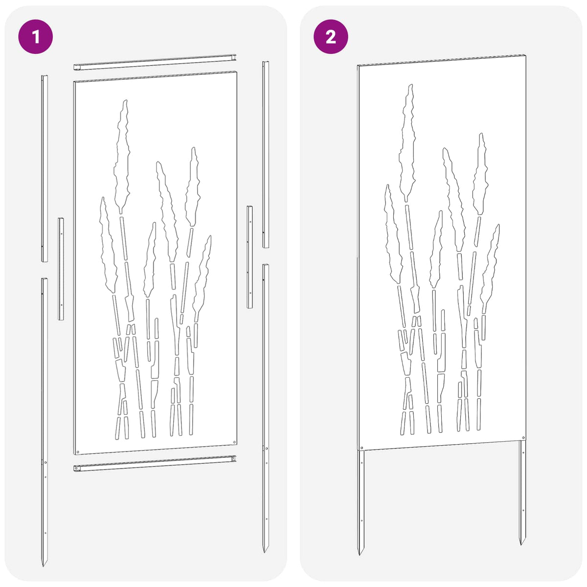 Garden Privacy Screen Floral Silver 50 x 140 cm Stainless steel