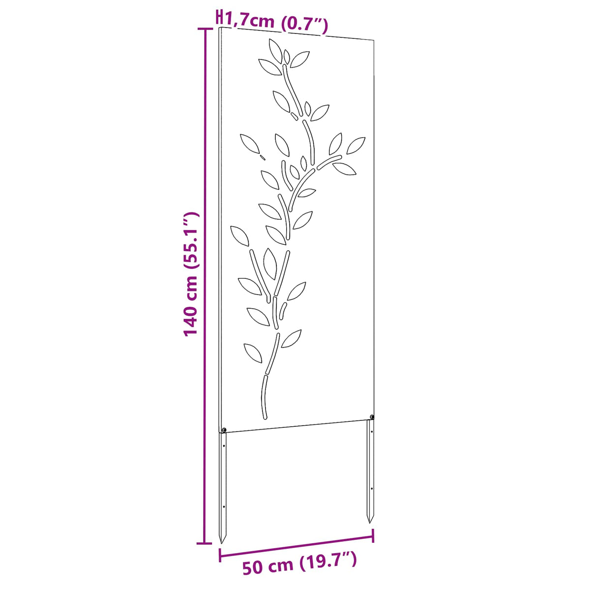 Garden Privacy Screen Silver 50 x 140 cm Galvanised steel