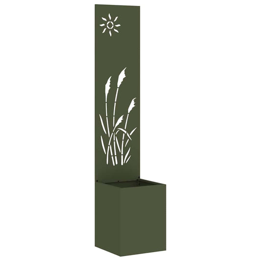 Garden Privacy Screen Fretwork Olive green 32 x 32 x 150 cm