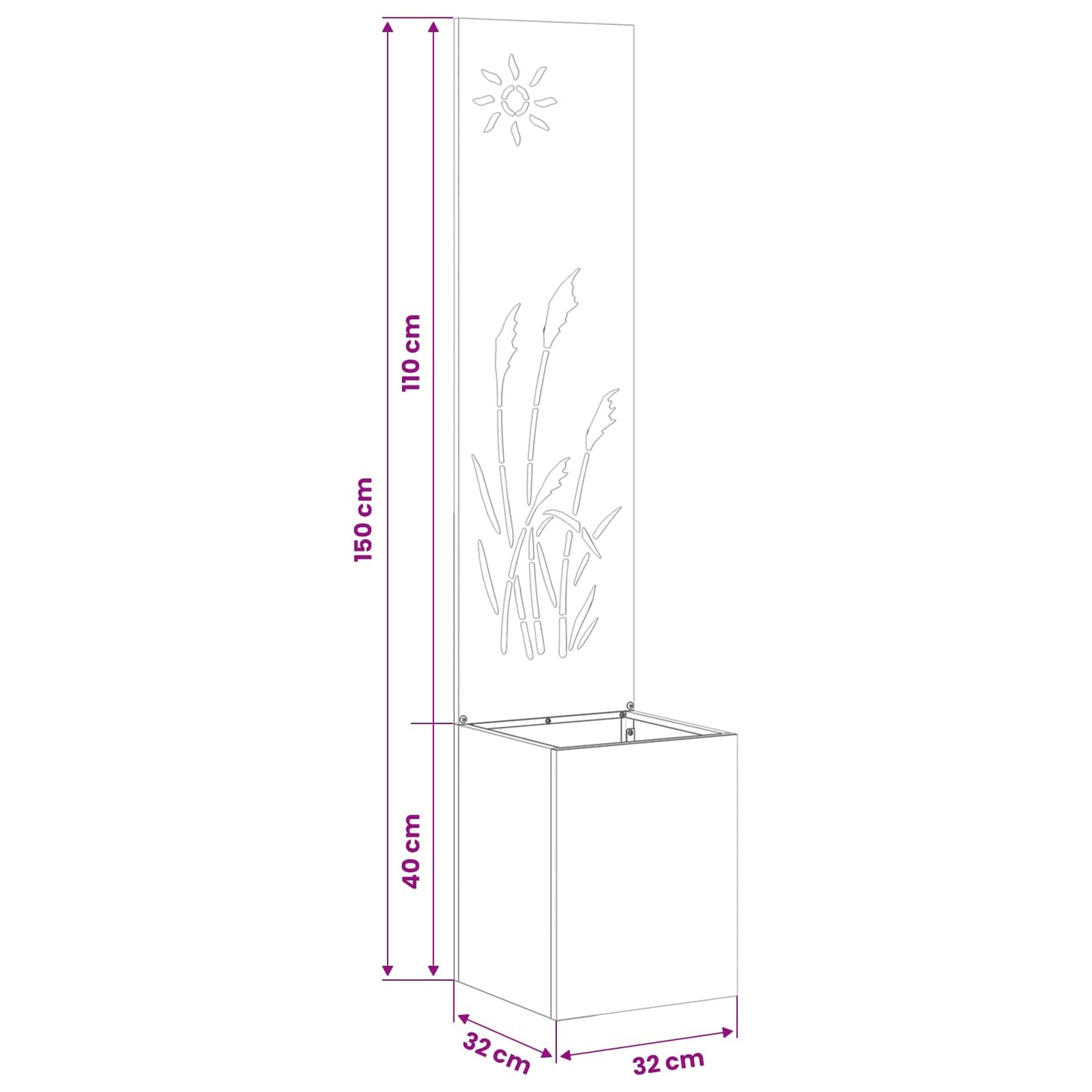 Garden Privacy Screen Sliver 32 x 32 x 150 cm Stainless steel